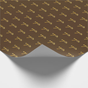 Brown, Faux Gold 7th (Seventh) Event Wrapping Paper