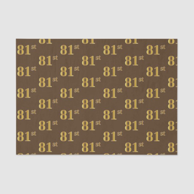 Brown, Faux Gold 81st (Eighty-First) Event Tissue Paper (Front)