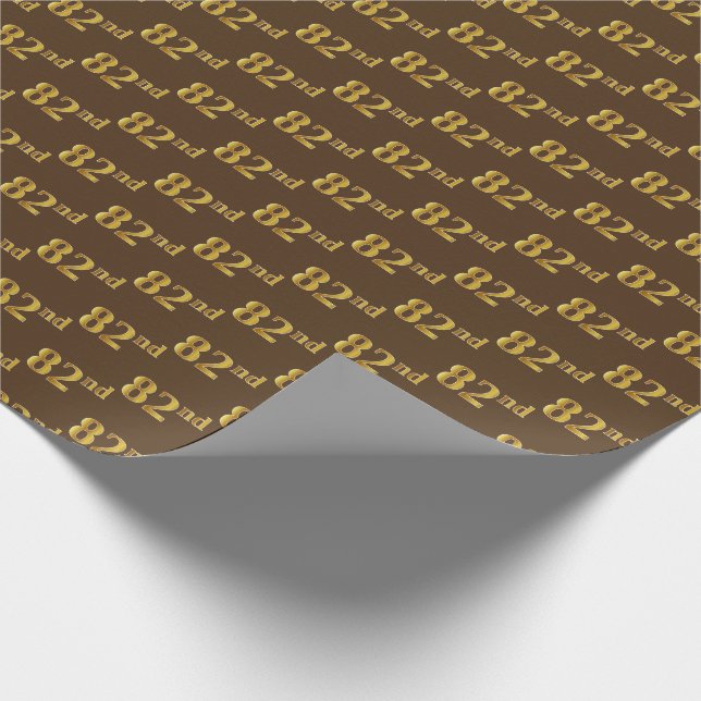 Brown, Faux Gold 82nd (Eighty-Second) Event Wrapping Paper (Corner)