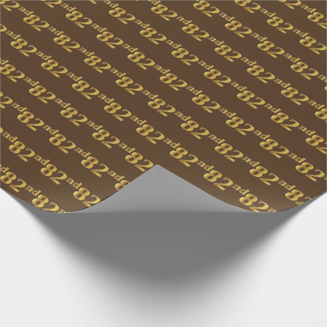 Brown, Faux Gold 82nd (Eighty-Second) Event Wrapping Paper (Corner)