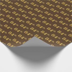 Brown, Faux Gold 84th (Eighty-Fourth) Event Wrapping Paper
