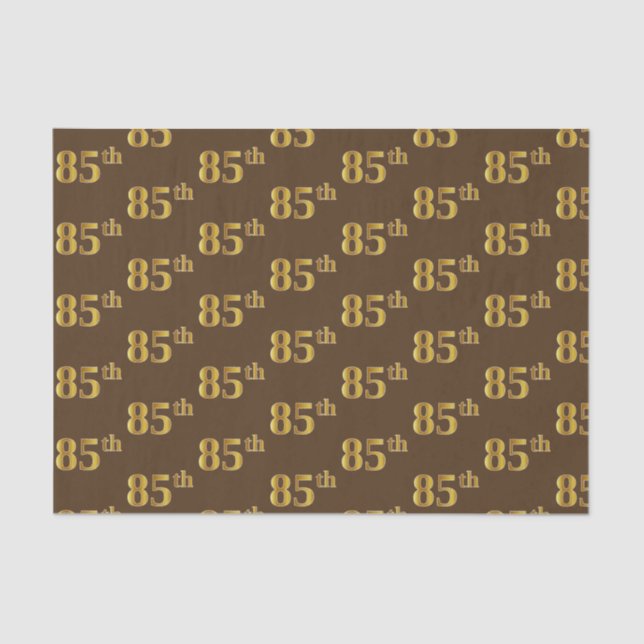 Brown, Faux Gold 85th (Eighty-Fifth) Event Tissue Paper (Front)