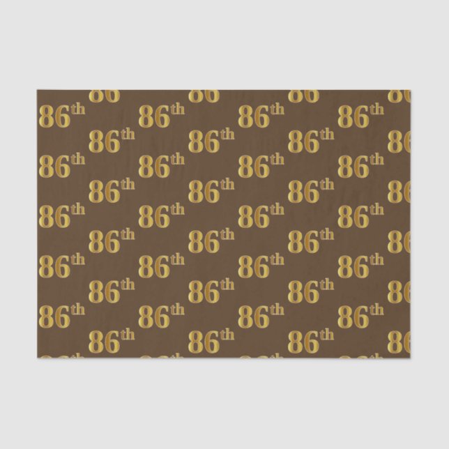 Brown, Faux Gold 86th (Eighty-Sixth) Event Tissue Paper (Front)