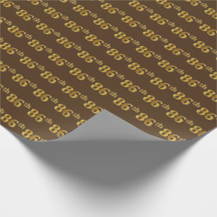 Brown, Faux Gold 86th (Eighty-Sixth) Event Wrapping Paper
