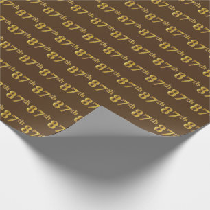 Brown, Faux Gold 87th (Eighty-Seventh) Event Wrapping Paper