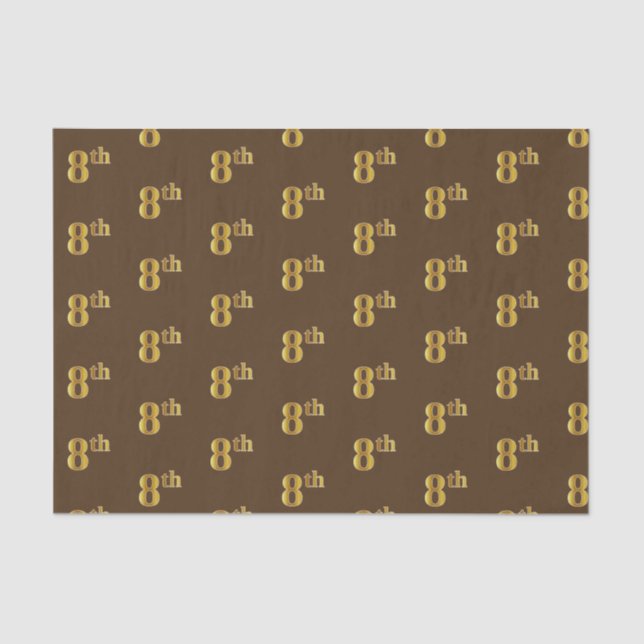 Brown, Faux Gold 8th (Eighth) Event Tissue Paper (Front)