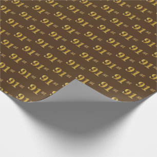 Brown, Faux Gold 91st (Ninety-First) Event Wrapping Paper