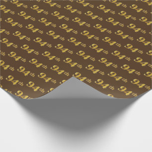 Brown, Faux Gold 94th (Ninety-Fourth) Event Wrapping Paper