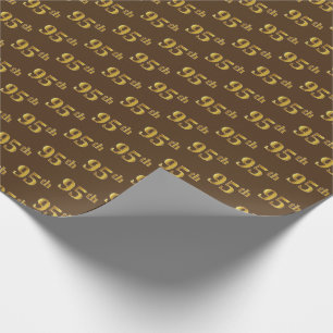 Brown, Faux Gold 95th (Ninety-Fifth) Event Wrapping Paper