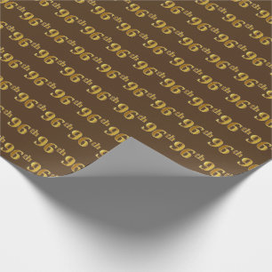Brown, Faux Gold 96th (Ninety-Sixth) Event Wrapping Paper