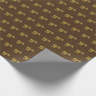 Brown, Faux Gold 9th (Ninth) Event Wrapping Paper