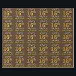 Brown, Faux Gold "HAPPY 16th BIRTHDAY" Wrapping Paper<br><div class="desc">This wrapping paper design features a message like "HAPPY 16th BIRTHDAY",  with the "16th" having a faux/imitation gold appearance. It also features a name that can be customised,  and a brown coloured background. It could perhaps be used when wrapping gifts being given for somebody’s sixteenth birthday. [~Z0000133]</div>