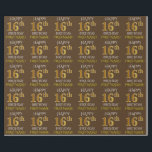 Brown, Faux Gold "HAPPY 16th BIRTHDAY" Wrapping Paper<br><div class="desc">This wrapping paper design features a message like "HAPPY 16th BIRTHDAY",  with the "16th" having a faux/imitation gold appearance. It also features a name that can be customised,  and a brown coloured background. It could perhaps be used when wrapping gifts being given for somebody’s sixteenth birthday. [~Z0000133]</div>