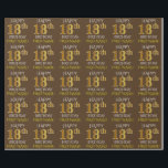 Brown, Faux Gold "HAPPY 18th BIRTHDAY" Wrapping Paper<br><div class="desc">This wrapping paper design features a message like "HAPPY 18th BIRTHDAY",  with the "18th" having a faux/imitation gold appearance. It also features a name that can be personalised,  and a brown coloured background. It could perhaps be used when wrapping gifts being given for somebody’s eighteenth birthday. [~Z0000133]</div>