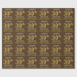 Brown, Faux Gold "HAPPY 30th BIRTHDAY" Wrapping Paper
