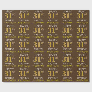 Brown, Faux Gold "HAPPY 31st BIRTHDAY" Wrapping Paper
