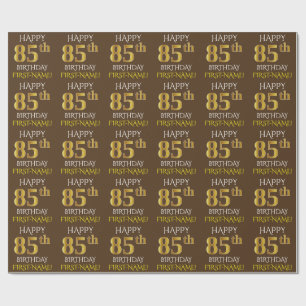 Brown, Faux Gold "HAPPY 85th BIRTHDAY" Wrapping Paper