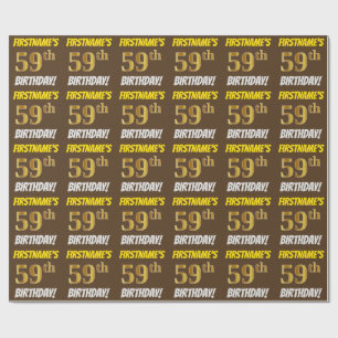 Brown, Faux/Imitation Gold, "59th BIRTHDAY" Wrapping Paper