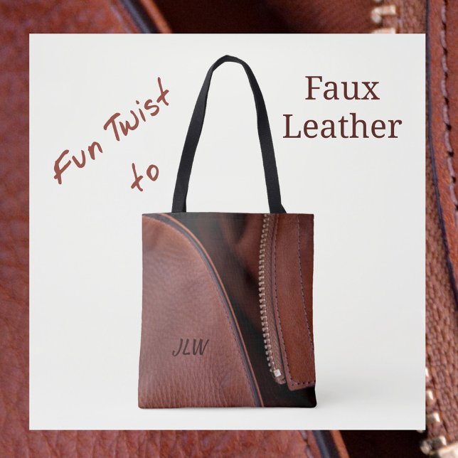 Brown faux Leather and Satin Customizable Stylish Tote Bag (Creator Uploaded)