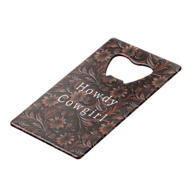 Brown Faux Leather Cowgirl Floral (Front Angled)