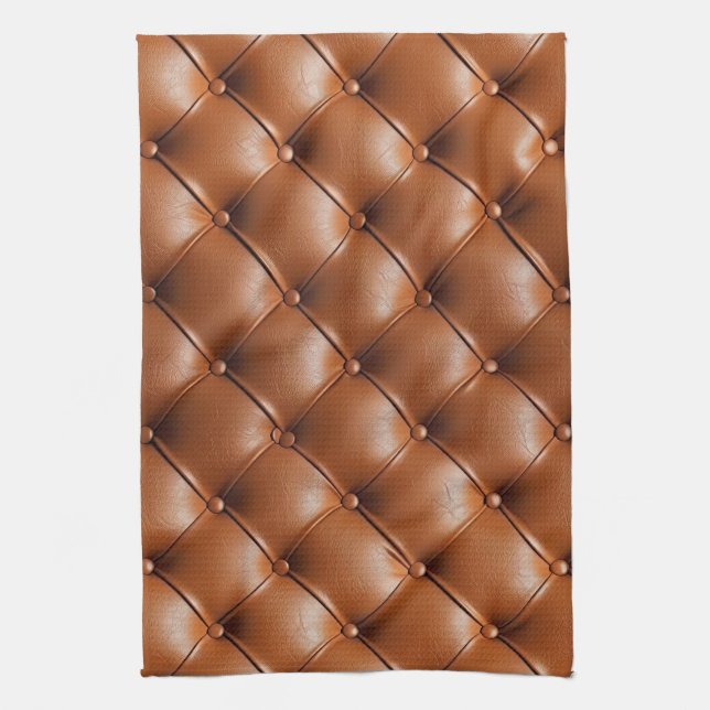 Brown Faux Leather (leather look) Tea Towel (Vertical)