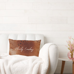 Brown Faux Leather  Lumbar Cushion