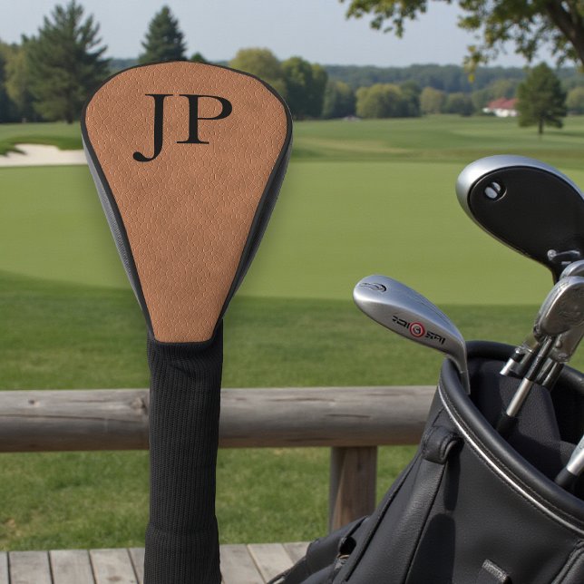 Brown Faux Leather Monogram Golf Gift Head Cover (Creator Uploaded)