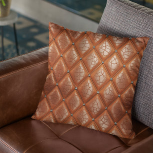 Brown Faux Leather Pattern Cushion