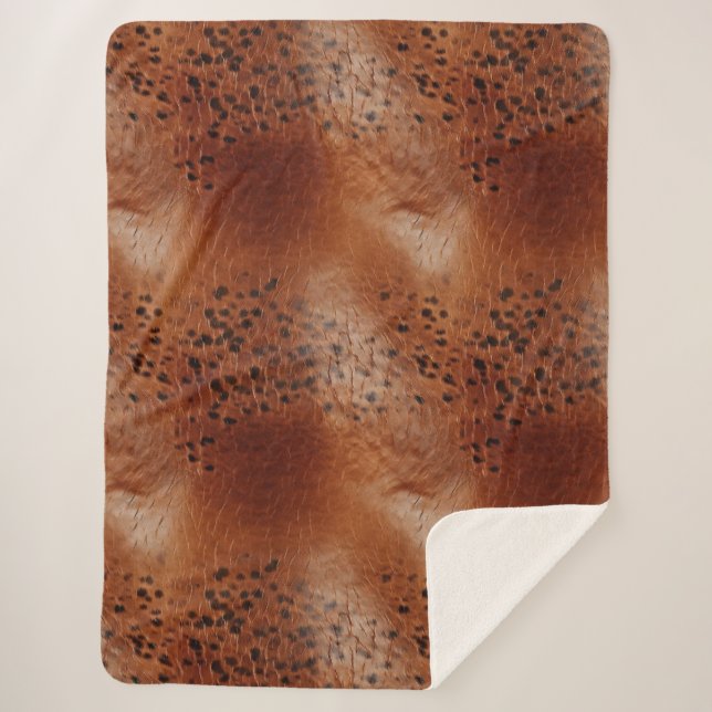 Brown Faux Leather  Sherpa Blanket (Front)