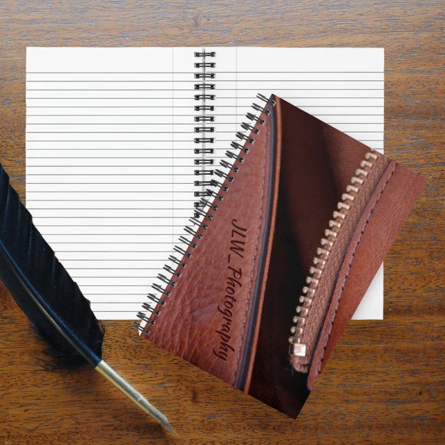 Brown Faux Leather Thoughts Unzipped Personalised Notebook (Creator Uploaded)