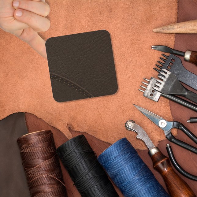 Brown Faux Leather Upholstery Square Sticker (Creator Uploaded)