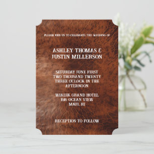 Brown Faux Leather Wedding Invitation