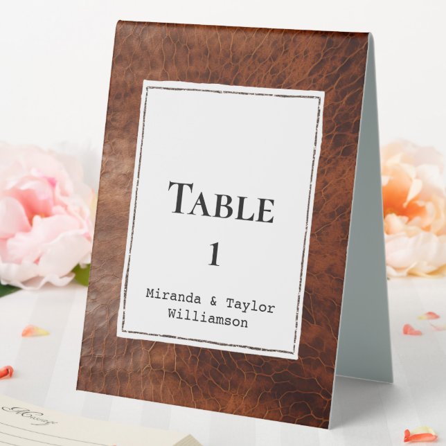 Brown Faux Leather Wedding Table Number (In SItu (Wedding))