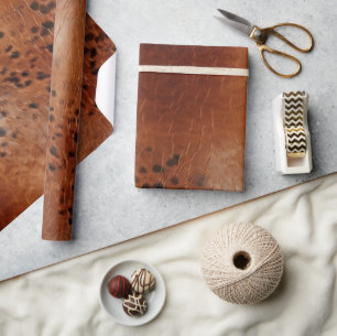 Brown Faux Leather  Wrapping Paper