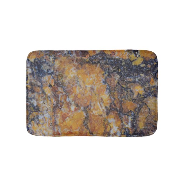 Brown Faux Marble Stone Print Bath Mat (Front)
