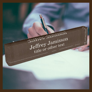 Brown Faux Textured Burlap Acrylic Nameplate