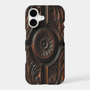 Brown Faux Wood Carving iPhone X Case