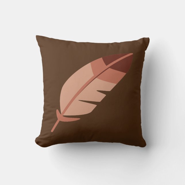 Brown Feather Throw Pillow (Front)