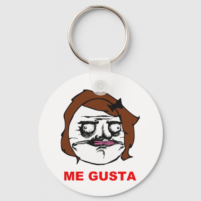 Brown Female Me Gusta Comic Rage Face Meme Key Ring (Front)