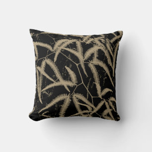 Brown fern wit black background cushion