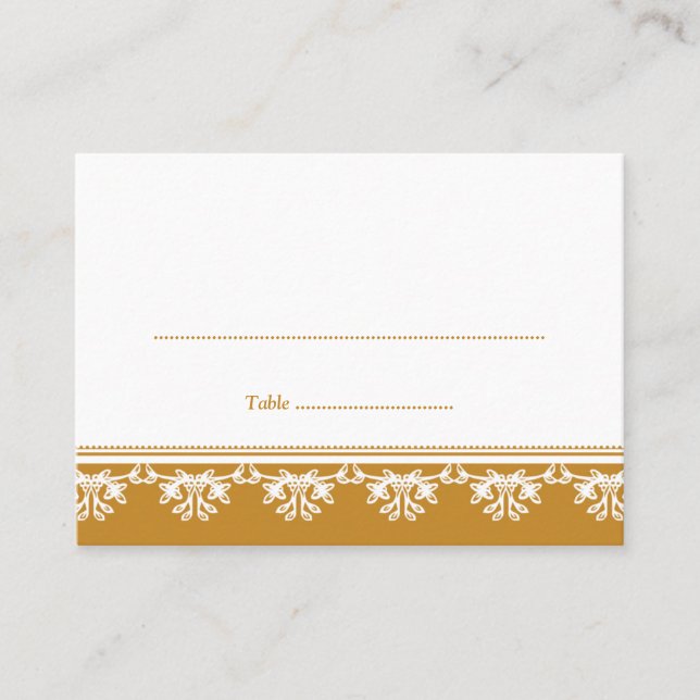 Brown filigree border wedding escort place card (Front)