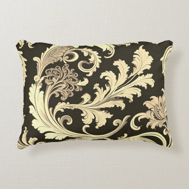 Brown Fleur Antique Pattern Decorative Cushion (Front)