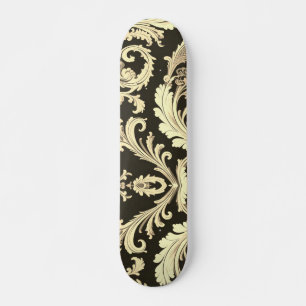 Brown Fleur Antique Pattern Skateboard