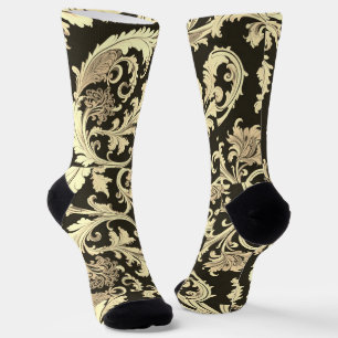 Brown Fleur Antique Pattern Socks