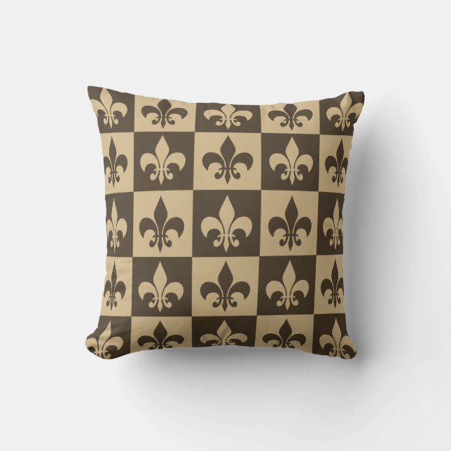 Brown Fleur de lis Cushion (Front)