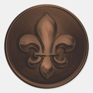 Brown Fleur de Lis Envelope Seal Embossed Look