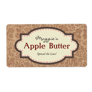 Brown Floral Apple Butter Jam Jar Labels, Custom