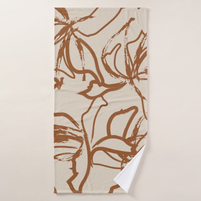 Brown Floral brush strokes seamless pattern backgr Bath Towel (Bath Towel)