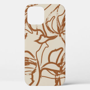Brown Floral brush strokes seamless pattern backgr iPhone 12 Case