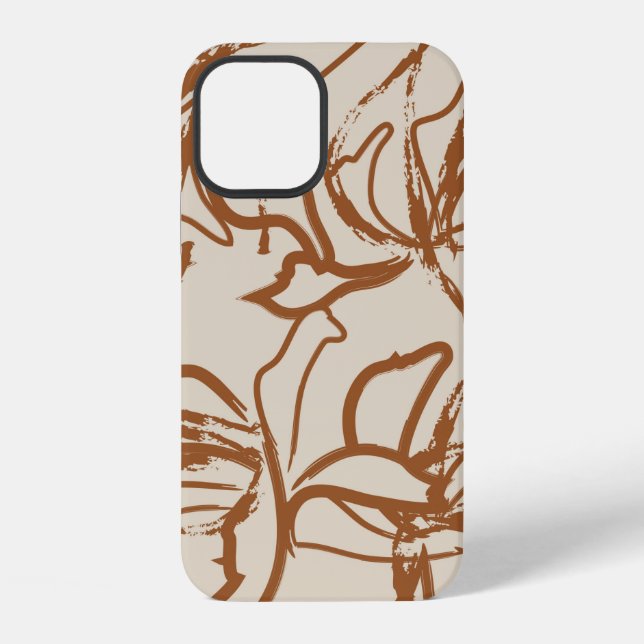 Brown Floral brush strokes seamless pattern backgr iPhone Case (Back)